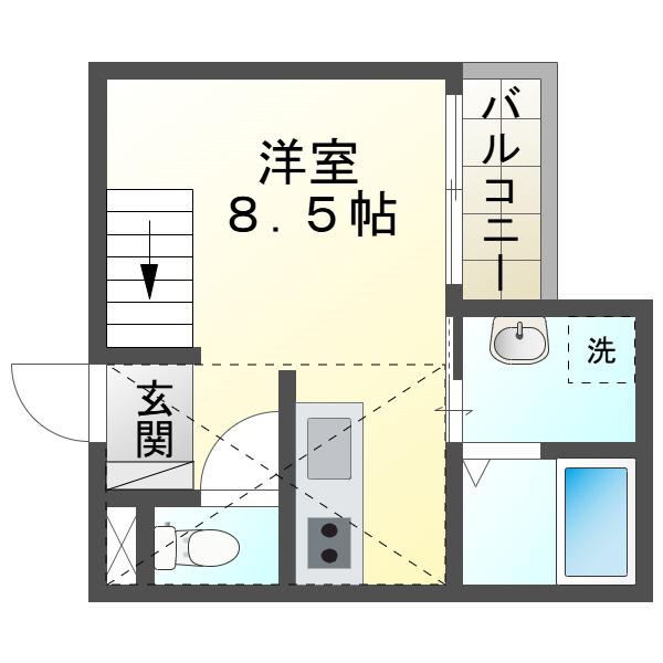 ラルク高畑(ワンルーム/2階)の間取り写真