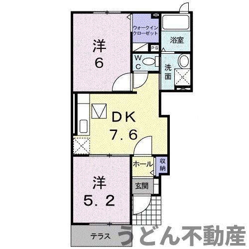 プティーシャ(2DK/1階)の間取り写真