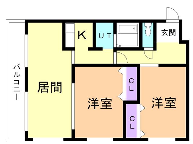 アーバンヴェール(2LDK/4階)の間取り写真