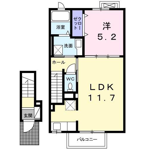 サンリット III(1LDK/2階)の間取り写真