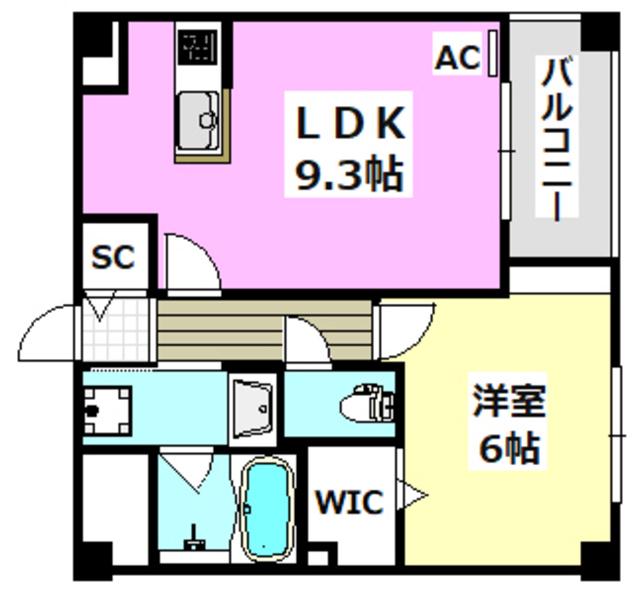 メープルスクエア心斎橋(1LDK/1階)の間取り写真