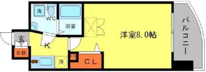 AFFLUENCE難波(1K/4階)の間取り写真