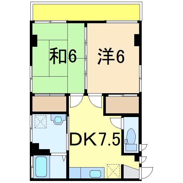 グリーンハイツ干場(2DK/2階)の間取り写真