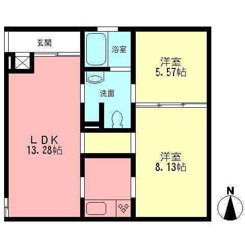 ウッディシンフォニック(2LDK/1階)の間取り写真