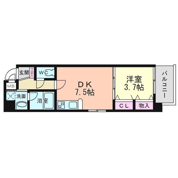 ラルテ天王寺(1DK/3階)の間取り写真