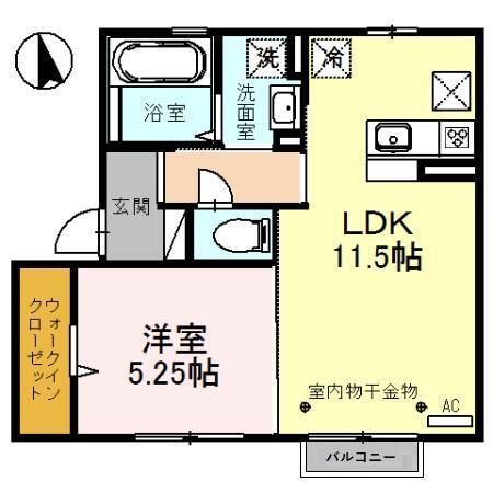 ルーチェ・28A(1LDK/1階)の間取り写真