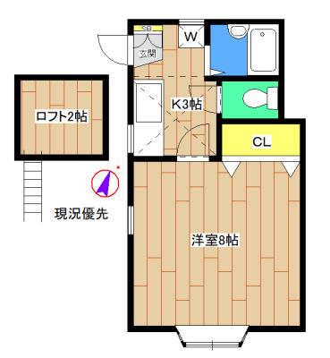 パーシモン西ヶ丘(1K/1階)の間取り写真