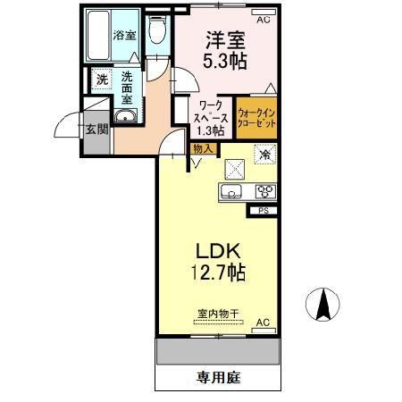 ＪＲ関西本線 春田駅 徒歩14分 3階建 築6年(1LDK/1階)の間取り写真