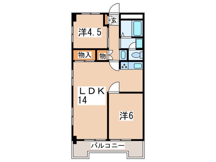 美しが丘アーバン(2LDK/1階)の間取り写真