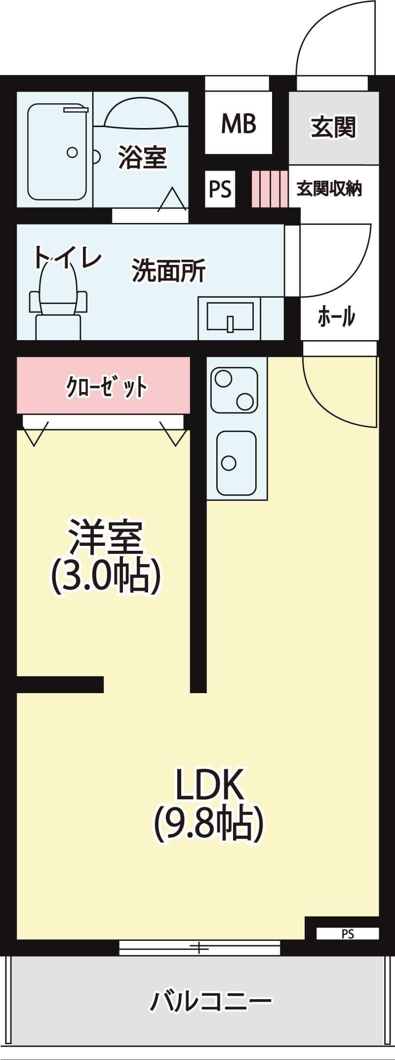 MARUSHO国府多賀城(1LDK/1階)の間取り写真