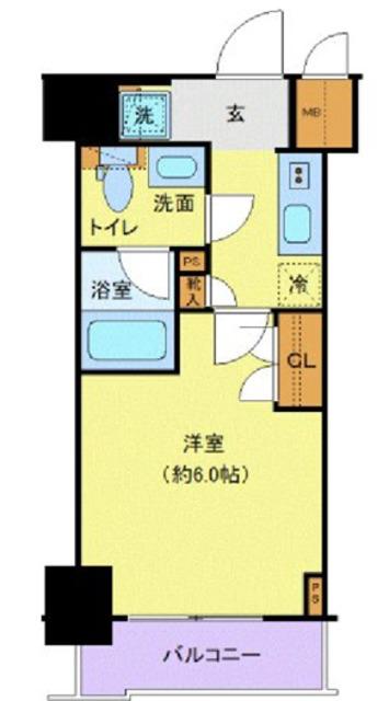 プレール・ドゥーク北品川(1K/6階)の間取り写真