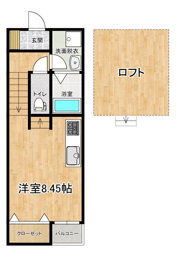 CUBE EIGHT(1SK/1階)の間取り写真