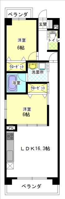レージュ東海(2LDK/2階)の間取り写真