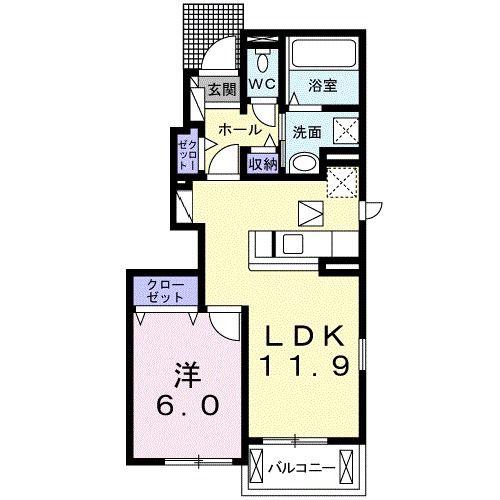 フォレスト A(1LDK/1階)の間取り写真