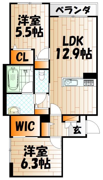シャーメゾン日明(2LDK/1階)の間取り写真