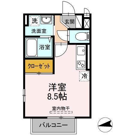 ルミナス五月が丘(ワンルーム/2階)の間取り写真