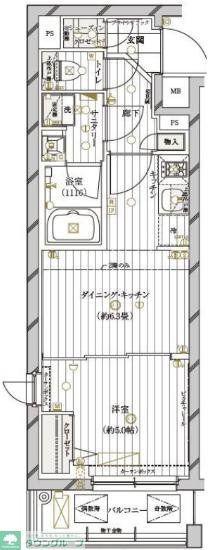 レガリス目黒西小山(1DK/2階)の間取り写真
