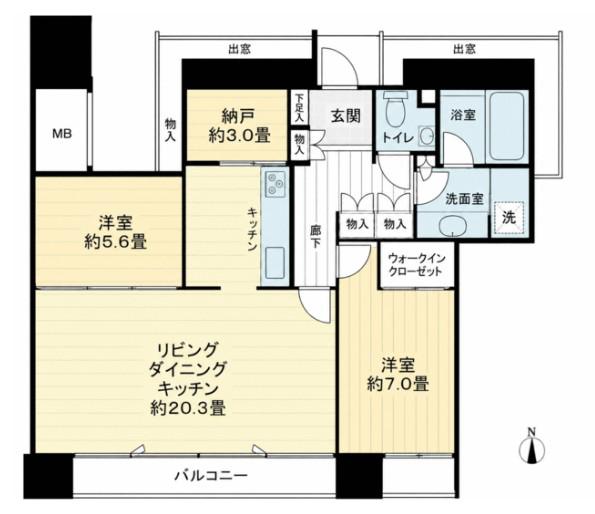 エムエムタワーズザウエスト(2SLDK/10階)の間取り写真