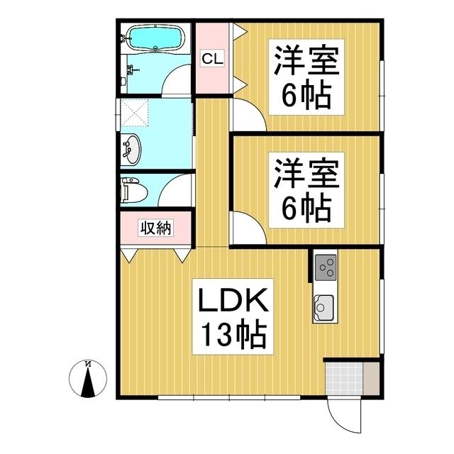 サンテラス(2LDK/1階)の間取り写真
