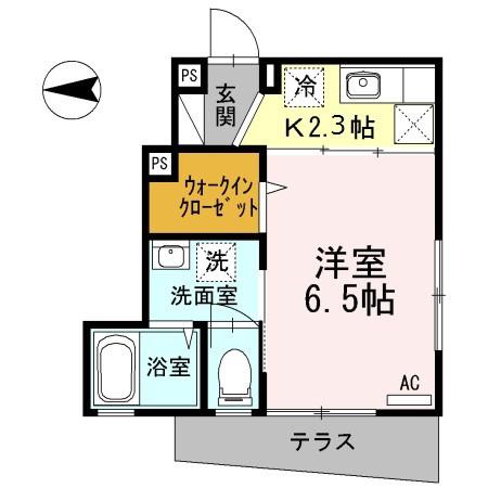 MAISONVERTEB(ワンルーム/1階)の間取り写真