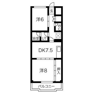 柵下マンション(2DK/4階)の間取り写真