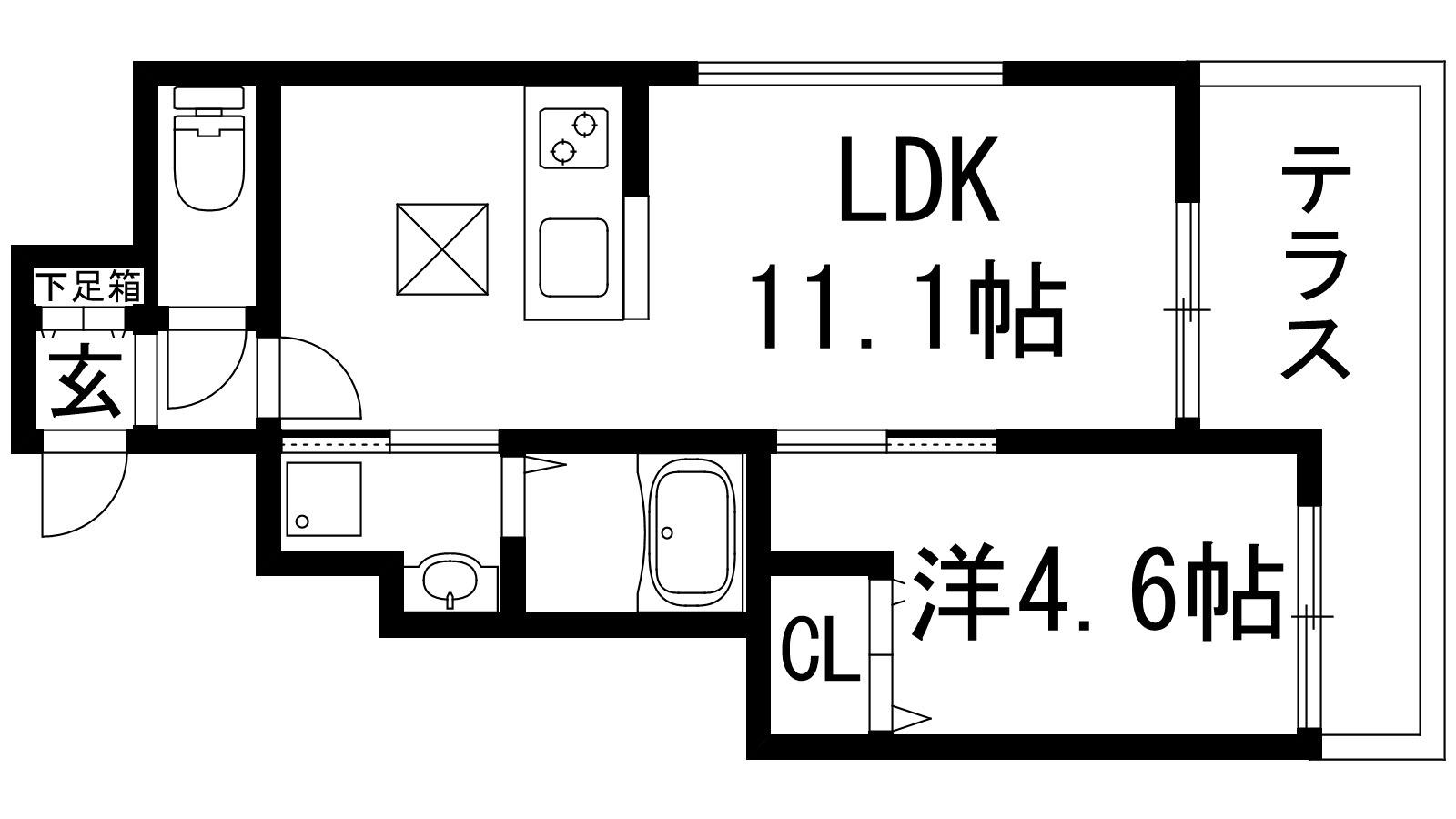 ARBRE FUILLE(1LDK/1階)の間取り写真