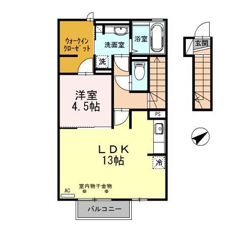 サンシルフィーM(1LDK/2階)の間取り写真