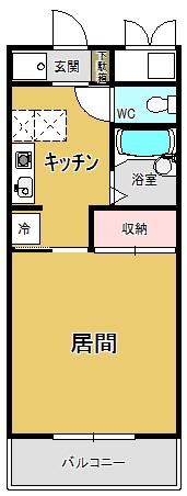 CROWN相生I(1K/4階)の間取り写真