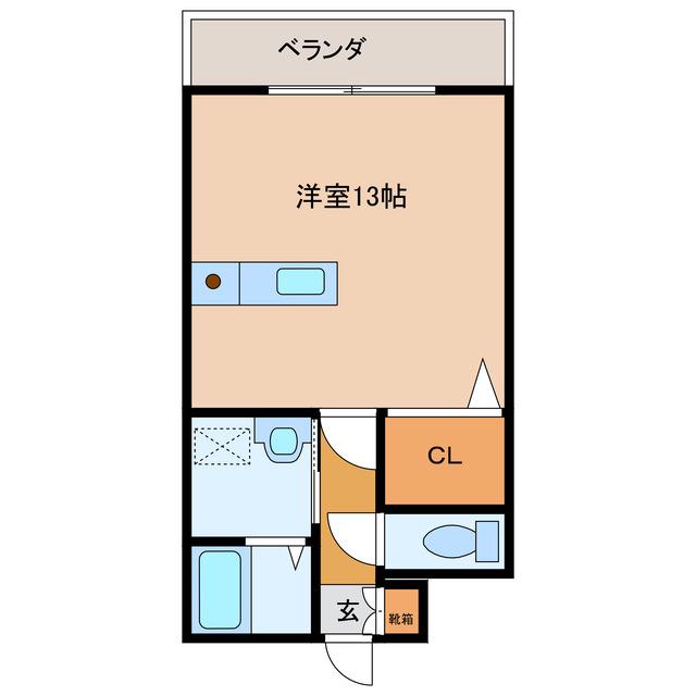 花ヶ島コーポ(ワンルーム/3階)の間取り写真