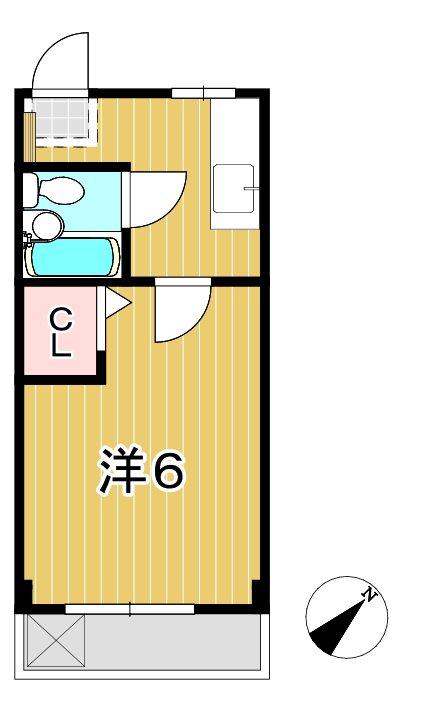 青葉ハイツ(1K/2階)の間取り写真