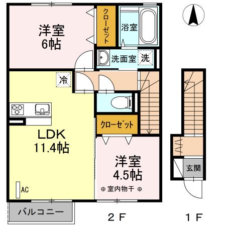 アヴァンスIII(2LDK/2階)の間取り写真