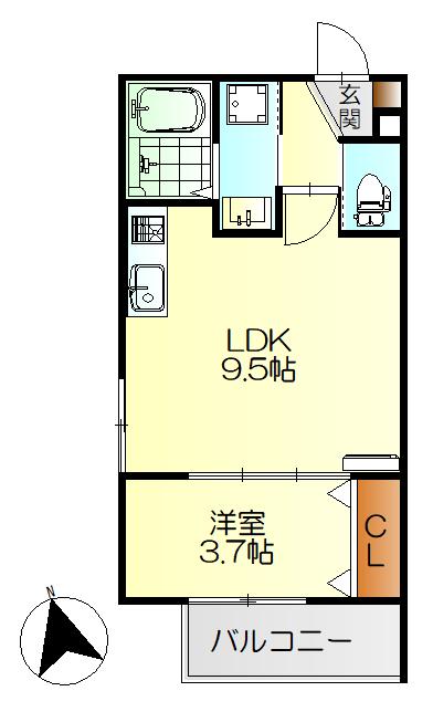 レジデンシャル広(1LDK/3階)の間取り写真