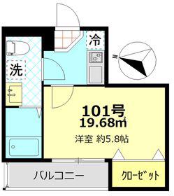 ベルエクラ蒲田II(1K/1階)の間取り写真