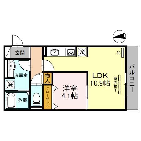 グランシャリオ夕陽丘(1LDK/2階)の間取り写真