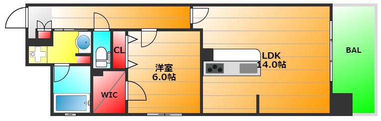 オーシャン松屋町(1LDK/2階)の間取り写真