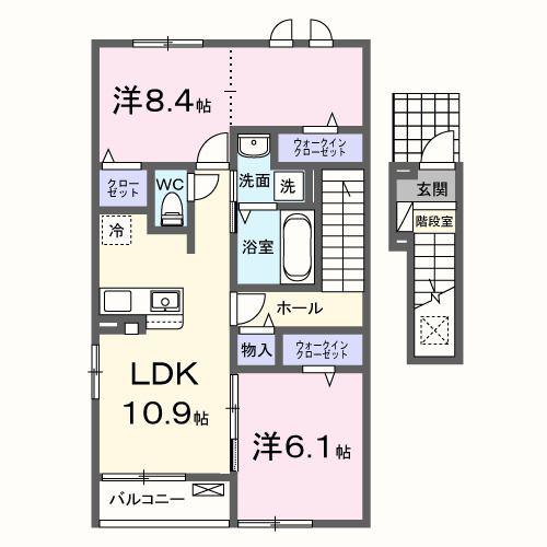 ソレイユ馬場山緑(2LDK/2階)の間取り写真