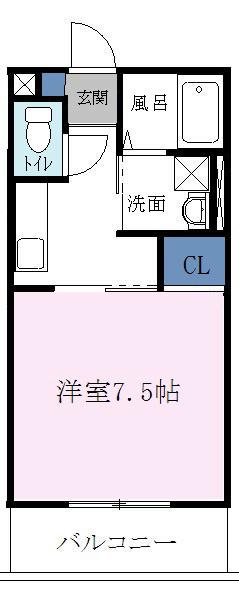 サンメゾン(1K/1階)の間取り写真