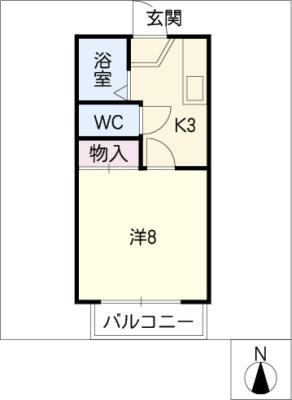 プラムコート(1K/1階)の間取り写真