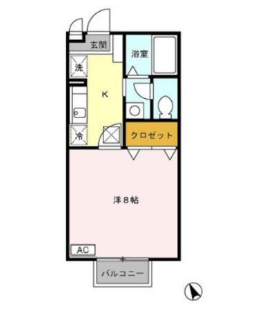 セジュールオーブ(1K/1階)の間取り写真