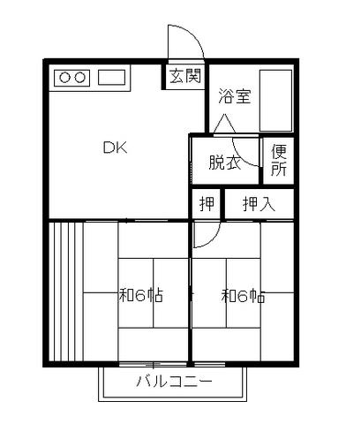 フォーブル美野和(2DK/2階)の間取り写真