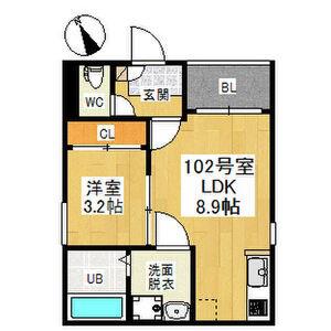 REGALEST上飯田(1LDK/1階)の間取り写真