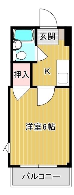 向山ハイツ(1K/4階)の間取り写真