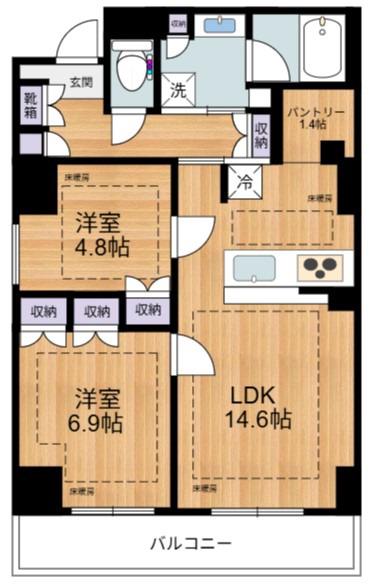 EVERGREEN(2LDK/6階)の間取り写真