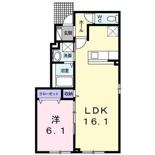 CASA環(1LDK/1階)の間取り写真