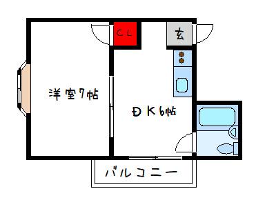 スクエアメゾン志紀(1DK/2階)の間取り写真