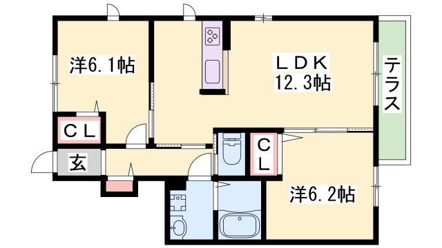 ルピナス(2LDK/1階)の間取り写真