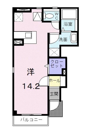 プリムローズA(ワンルーム/1階)の間取り写真