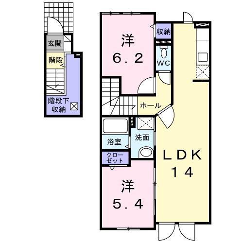 ベルオーブW(2LDK/2階)の間取り写真