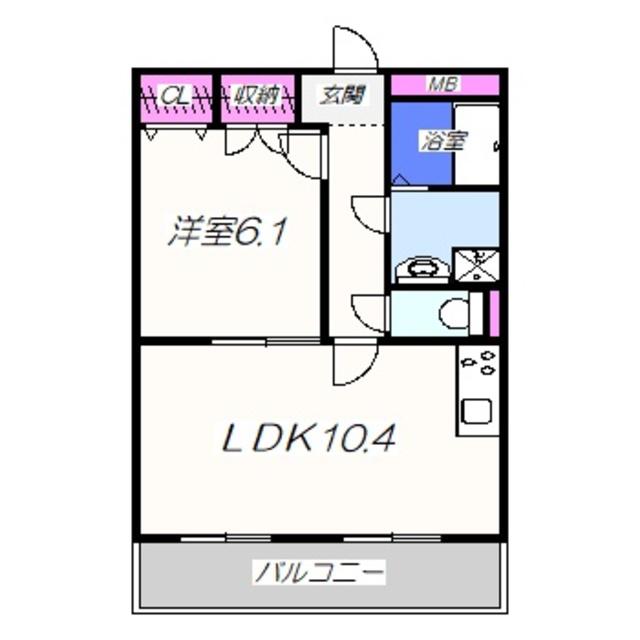 アムディール(1LDK/3階)の間取り写真