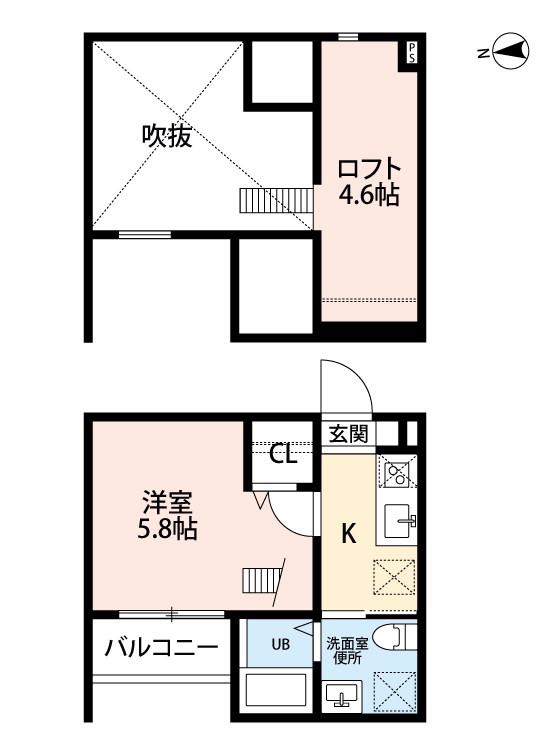 AUBE 鈍池町(1K/2階)の間取り写真